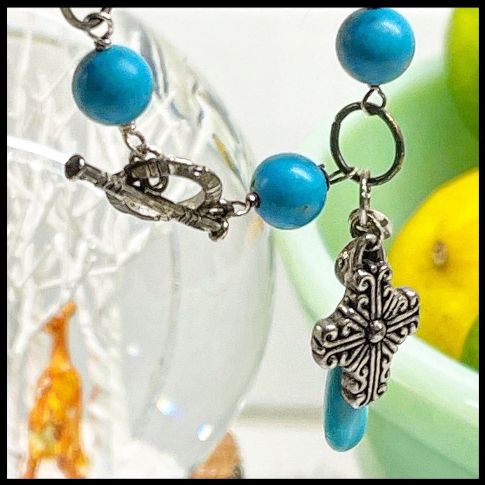 Handmade Natural Turquoise + Sterling Bracelet - Picture 2 of 9